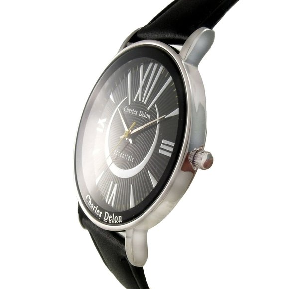 Charles Delon Casual Style Black/Silver Watch - Picture 2 of 5